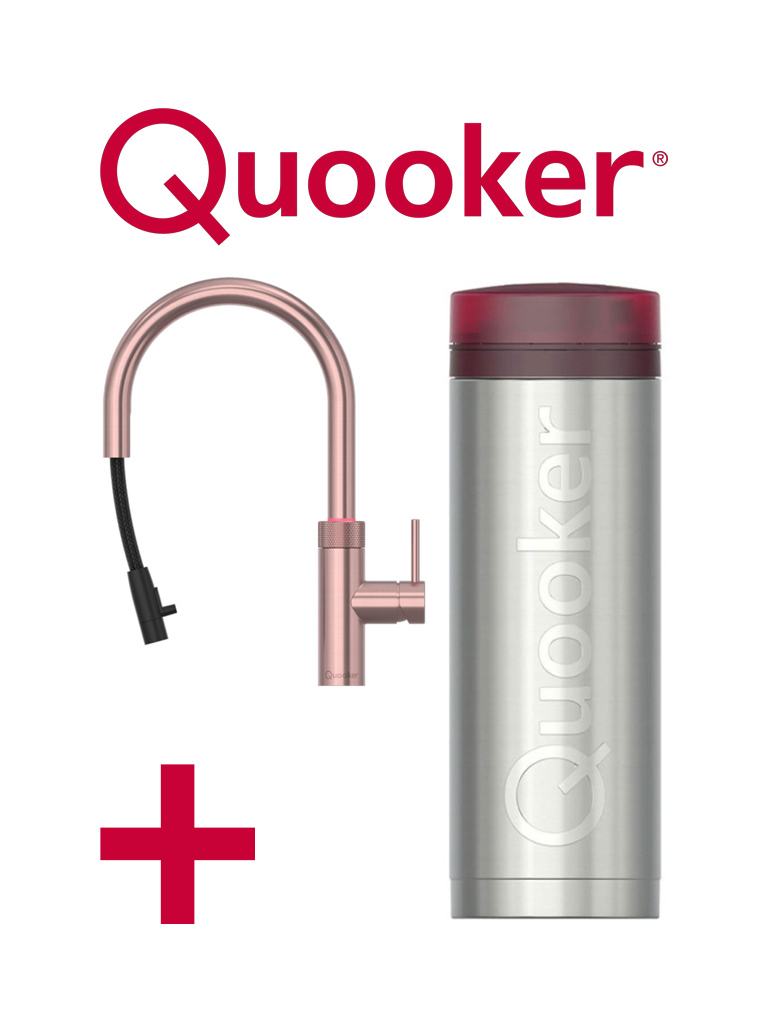 Quooker Flex Round Rosé Koper Met PRO3 Boiler 3 in 1 Kokend Water Keukenkraan 2 Quooker Flex Round Rosé Koper Met PRO3 Boiler 3 in 1 Kokend Water Keukenkraan